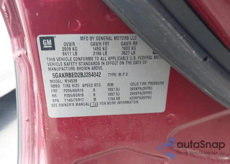 2011 Buick Enclave 1Xl из США, поврежденный, VIN 5GAKRBED2BJ284042